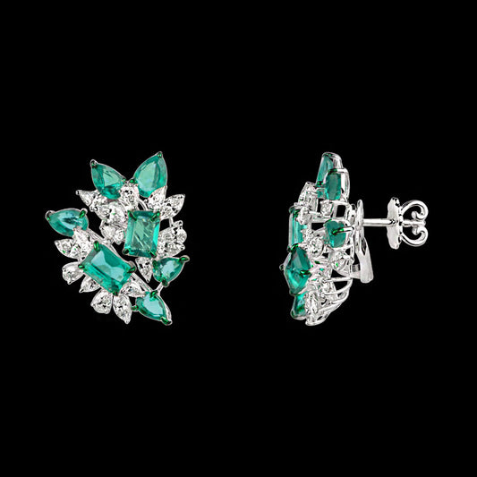 14K White Gold Diamond Jewellery - 3.529ct VVS-VS-IJ with Colour Stones
