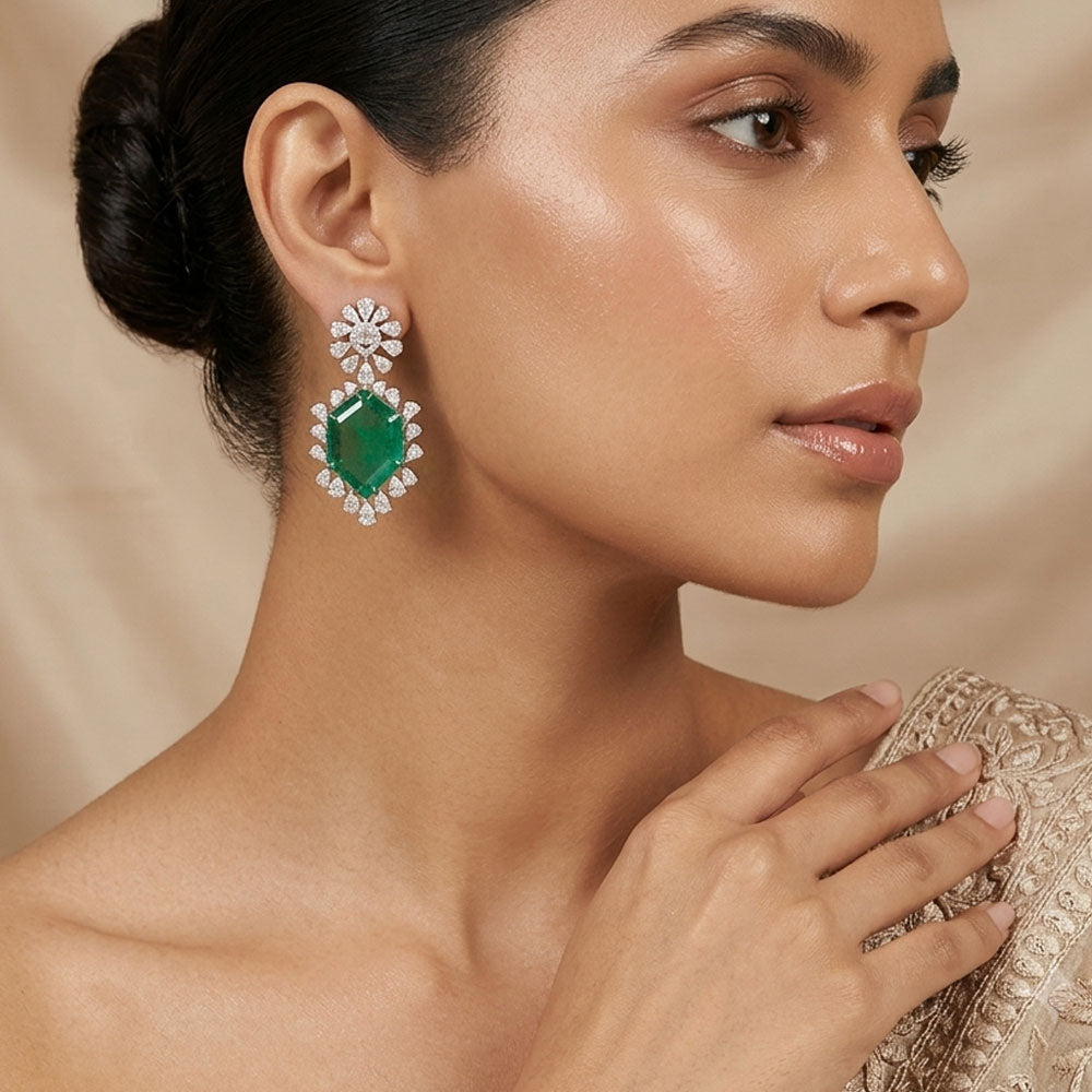 14K White Gold Diamond Necklace - 9.289ct VS-SI-FG with Colour Stones