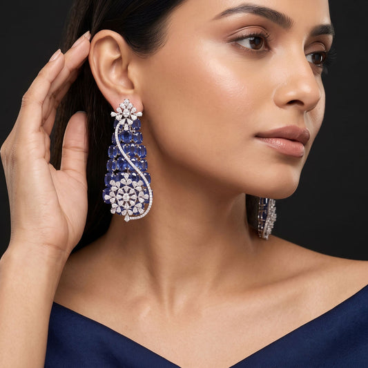 14K White Gold Diamond Earrings - 8.46ct VS-SI-IJ with Colour Stones