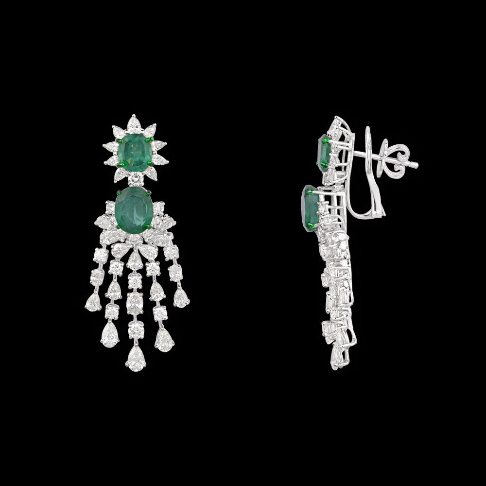 14K White Gold Diamond Jewellery - 9.205ct VVS-VS-IJ with Colour Stones