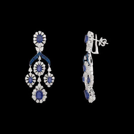 14K White Gold Diamond Jewellery - 9.221ct VVS-VS-JK with Colour Stones