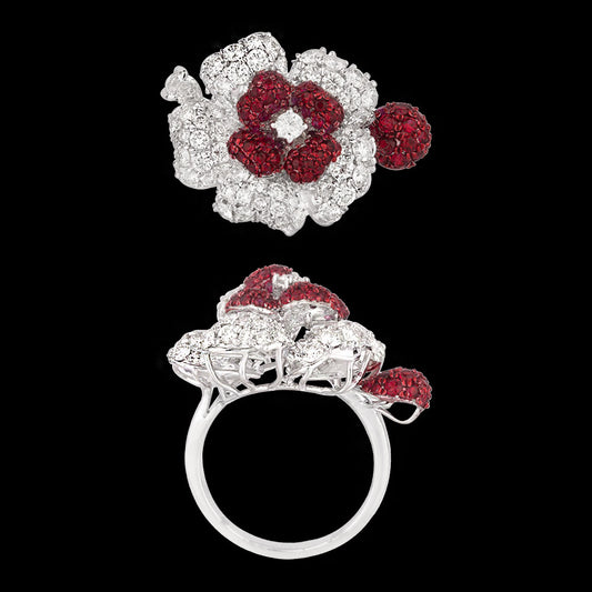 14K White Gold Diamond Ring - 2.715ct VVS-VS-IJ with Colour Stones