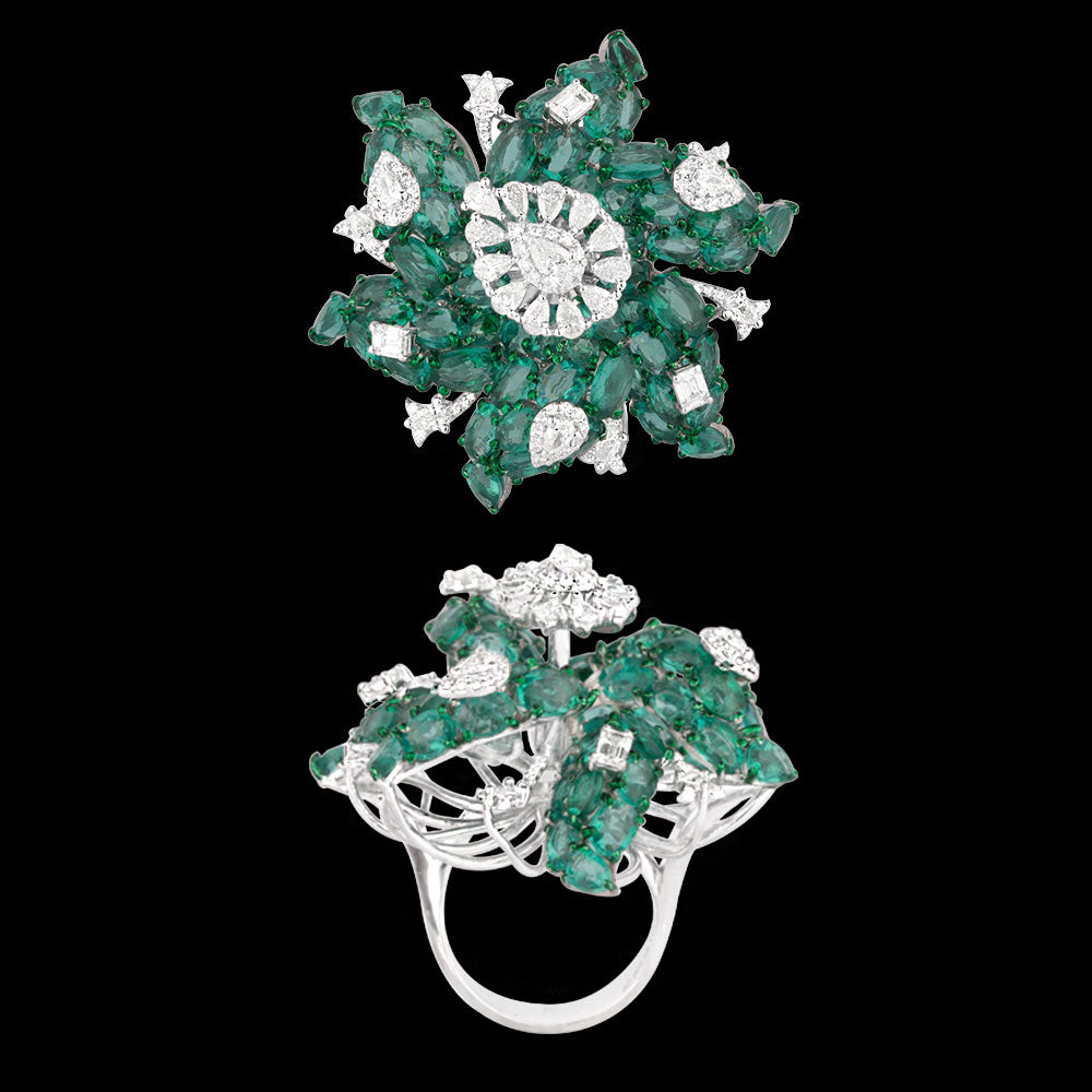 14K White Gold Diamond Ring - 1.857ct VS-SI-GH with Colour Stones