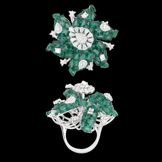 14K White Gold Diamond Ring - 1.857ct VS-SI-GH with Colour Stones