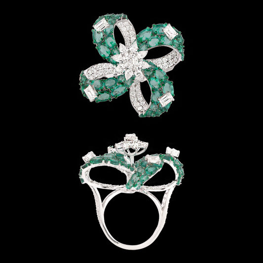 14K White Gold Diamond Ring - 2.623ct VVS-VS-EF with Colour Stones
