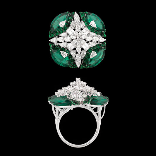 14K White Gold Diamond Ring - 3.398ct VS-SI-GH with Colour Stones