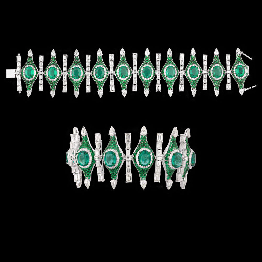 14K White Gold Diamond Bracelet - 17.413ct VVS-VS-IJ with Colour Stones