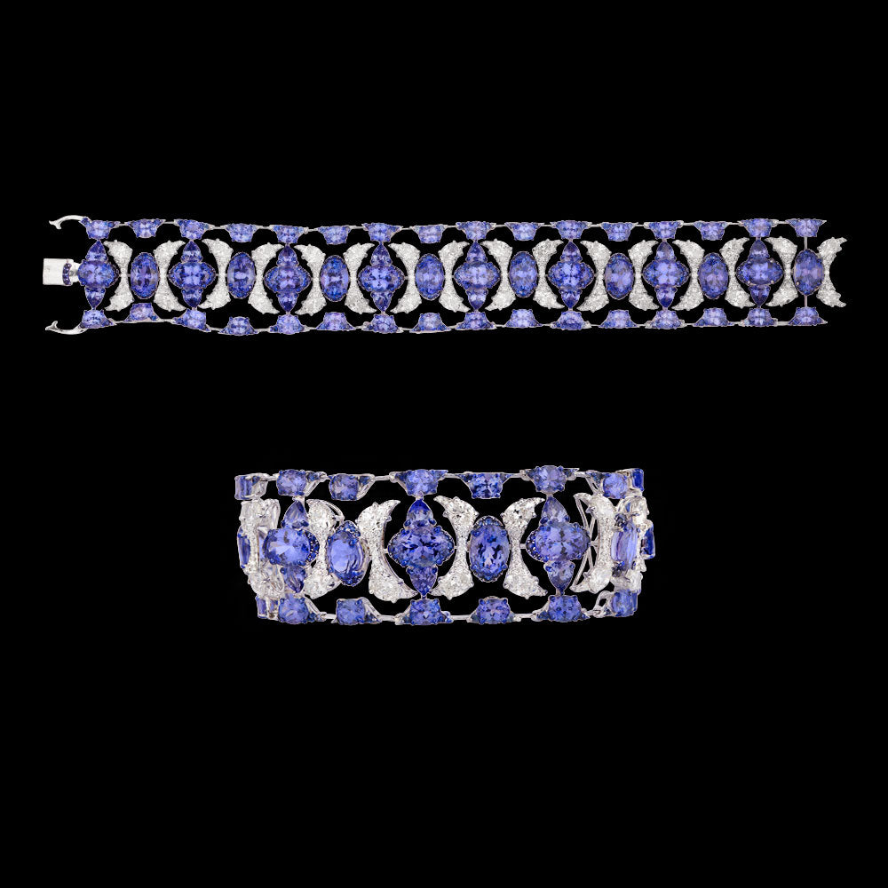 18K White Gold Diamond Bracelet - 11.089ct VVS-VS-GH with Colour Stones
