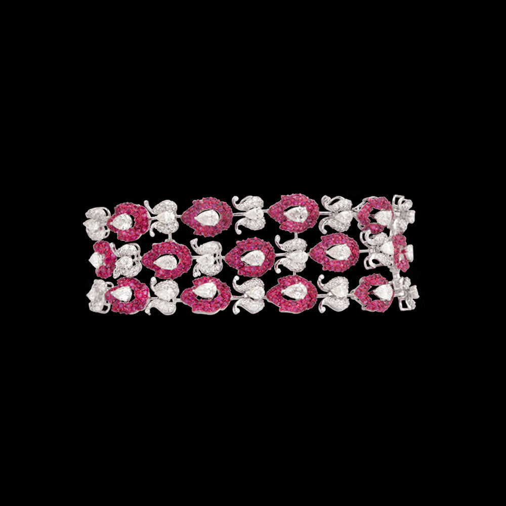 18K White Gold Diamond Bracelet - 10.31ct VVS-VS-KL with Colour Stones