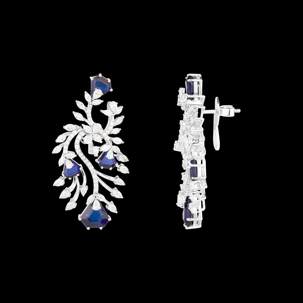 18K White Gold Diamond Jewellery - 3.39ct VVS-EF with Colour Stones