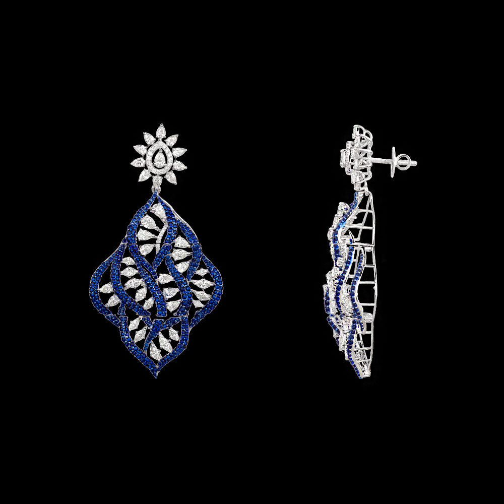 18K White Gold Diamond Jewellery - 5.975ct VVS-VS-IJ with Colour Stones
