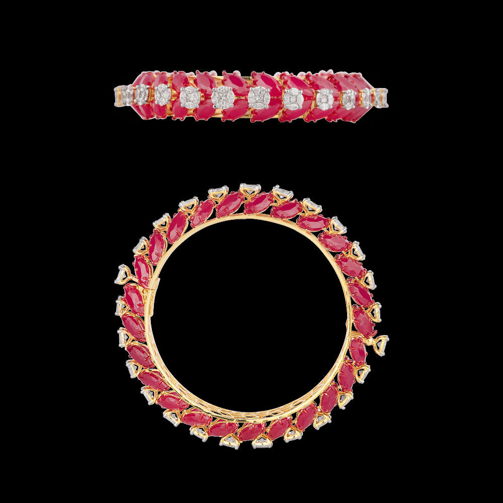 18K White Gold Diamond Bangle - 6.02ct VS-SI-EF with Colour Stones