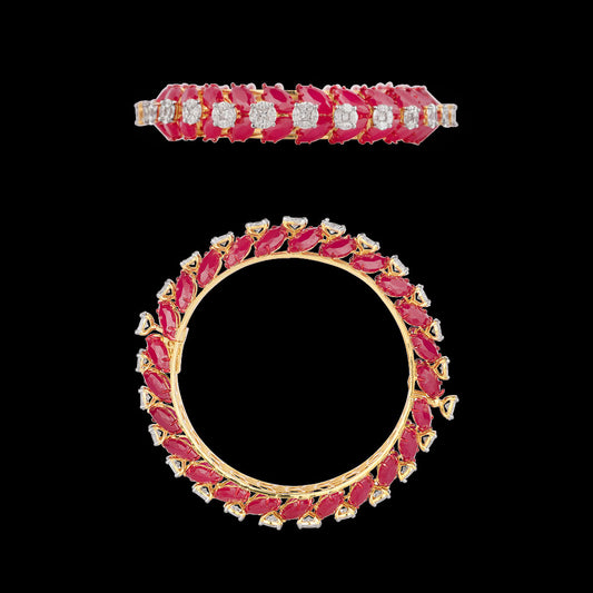 18K White Gold Diamond Bangle - 6.02ct VS-SI-EF with Colour Stones