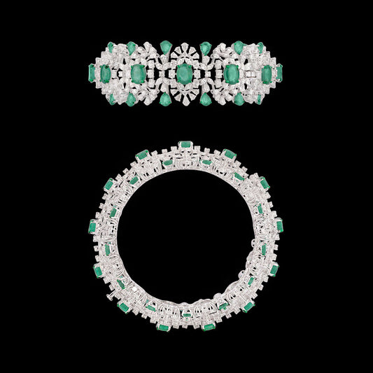 18K White Gold Diamond Bangle - 38.888ct VVS-VS-GH with Colour Stones