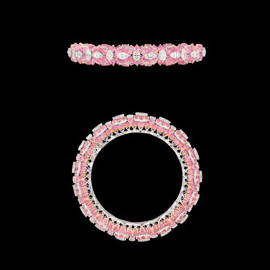 14K White Gold Diamond Bangle - 13.19ct VS-SI-HI with Colour Stones