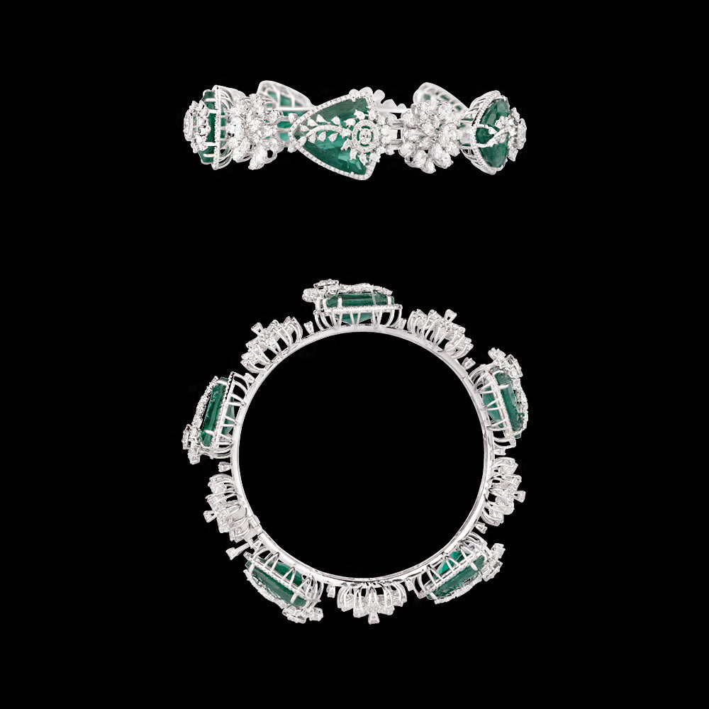 18K White Gold Diamond Bangle - 25.181ct VVS-VS-EF with Colour Stones