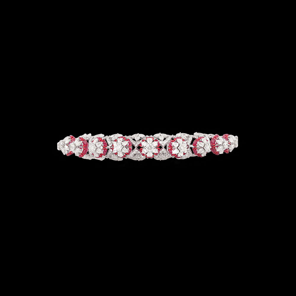 14K White Gold Diamond Bangle - 22.932ct VS-SI-IJ with Colour Stones