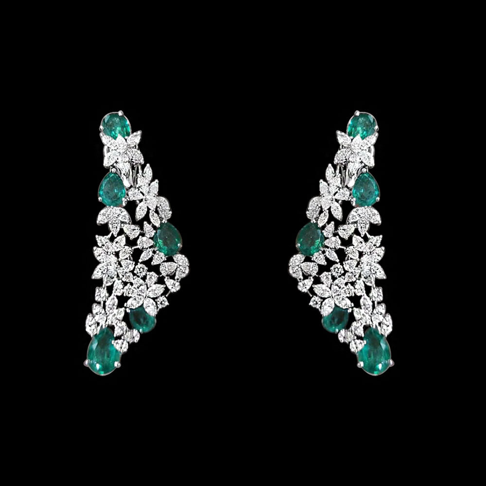 18K White Gold Diamond Earrings - 10.025ct VVS-VS-GH with Colour Stones