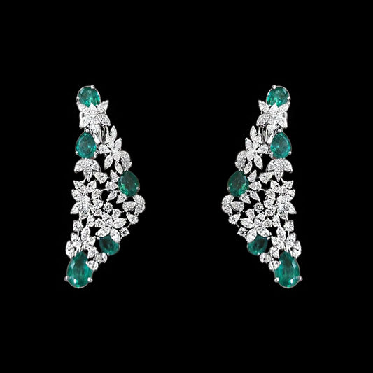 18K White Gold Diamond Earrings - 10.025ct VVS-VS-GH with Colour Stones
