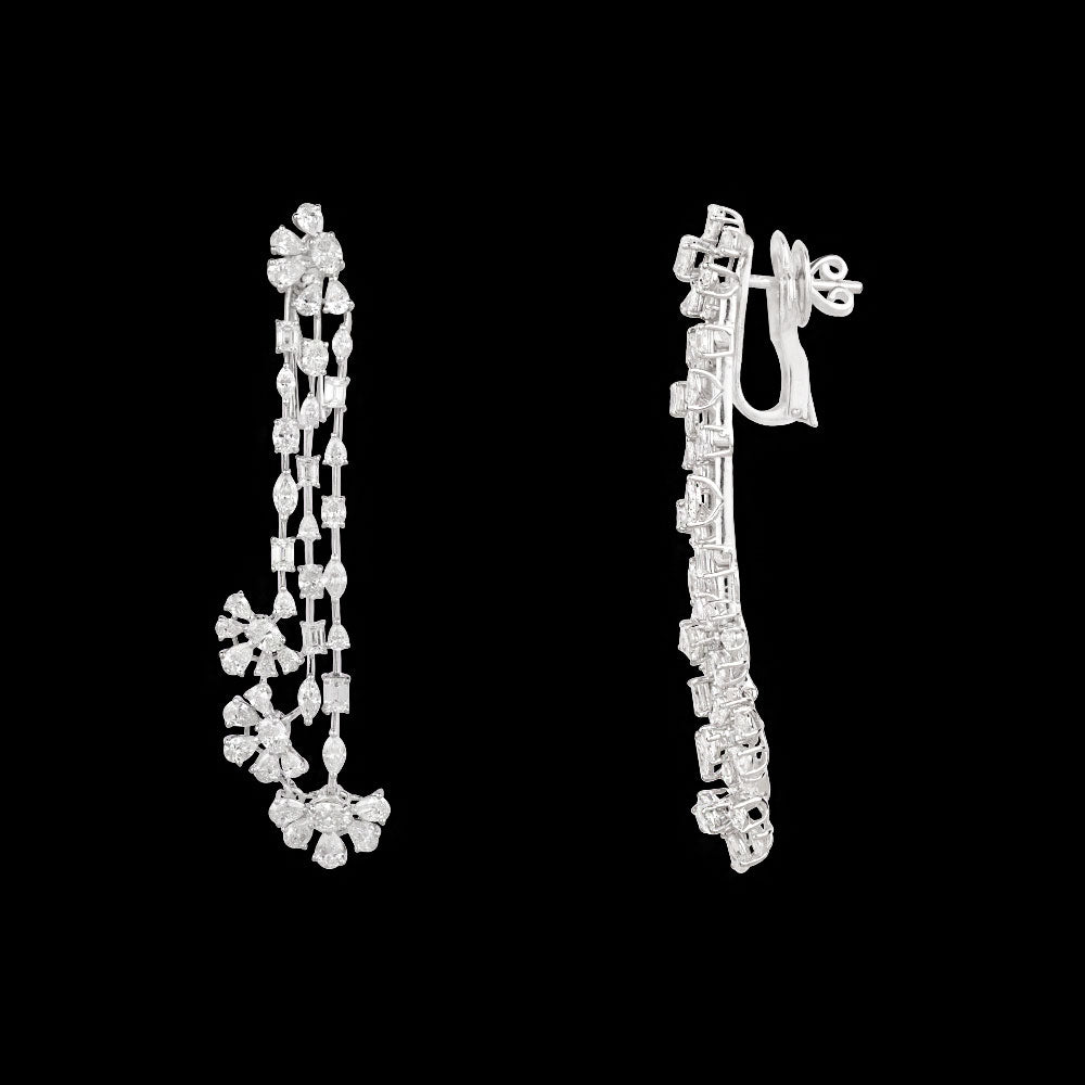 18K White Gold Diamond Earrings - 8.391ct SI-WK