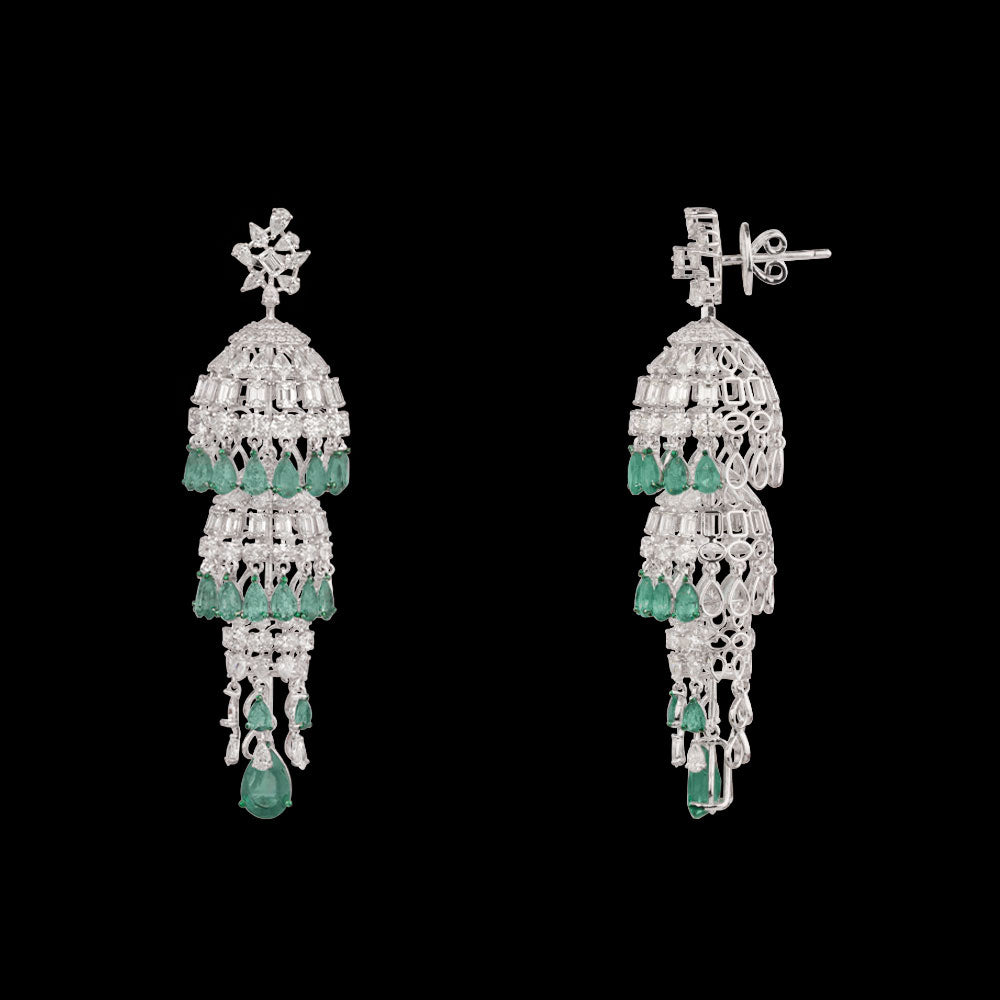 14K White Gold Diamond Earrings - 11.628ct VS-SI-IJ with Colour Stones