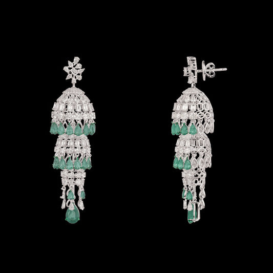 14K White Gold Diamond Earrings - 11.628ct VS-SI-IJ with Colour Stones