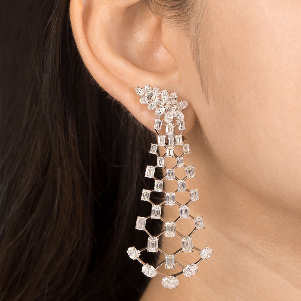 18K White Gold Diamond Earrings - 14.642ct VVS-VS-IJ
