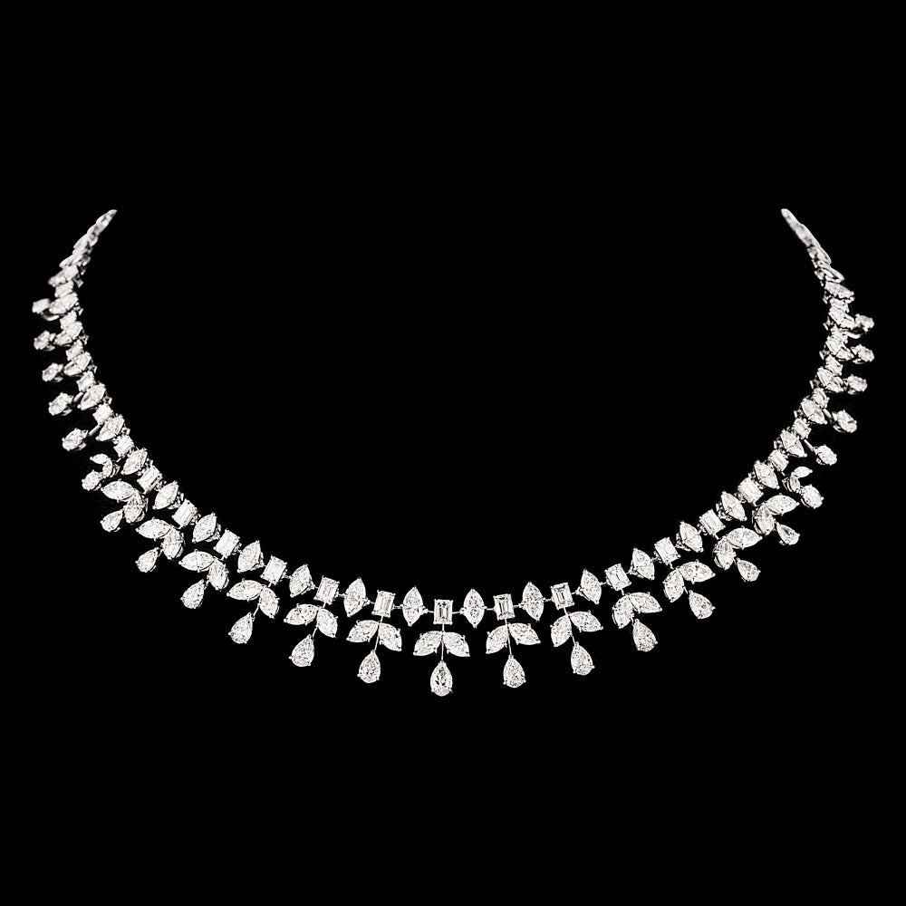 18K White Gold Diamond Necklace - 21.43ct VVS-VS-GH