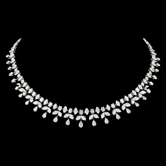 18K White Gold Diamond Necklace - 21.43ct VVS-VS-GH