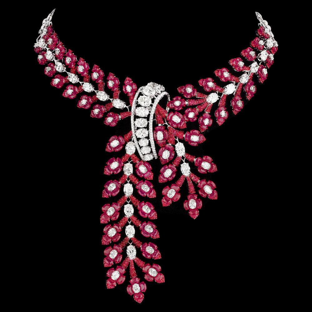 18K White Gold Diamond Necklace - 27.095ct VVS-VS-HI with Colour Stones