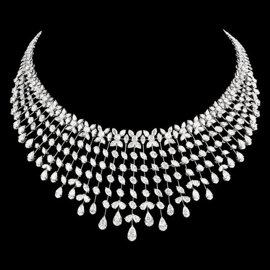 18K White Gold Diamond Necklace - 51.751ct VVS-VS-HI
