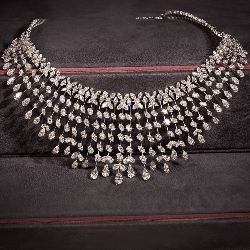 18K White Gold Diamond Necklace - 51.751ct VVS-VS-HI