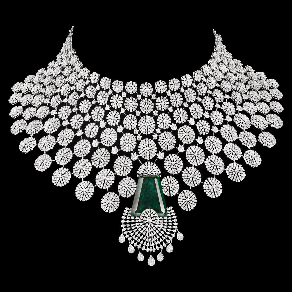 18K White Gold Diamond Necklace - 84.308ct VVS-EF with Colour Stones