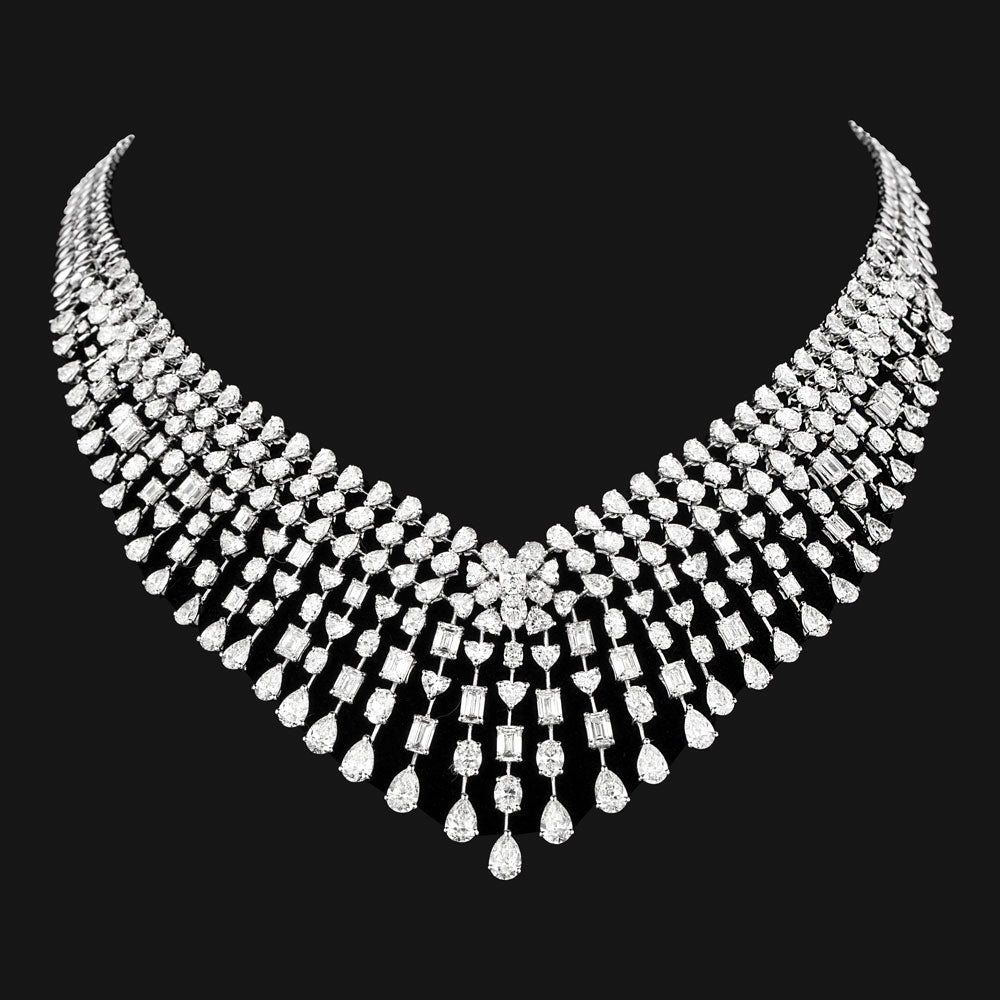 14K White Gold Diamond Necklace - 56.686ct VVS-VS-HI