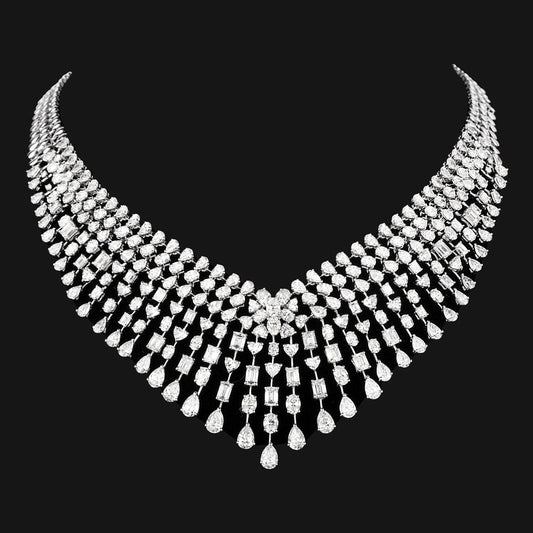 14K White Gold Diamond Necklace - 56.686ct VVS-VS-HI