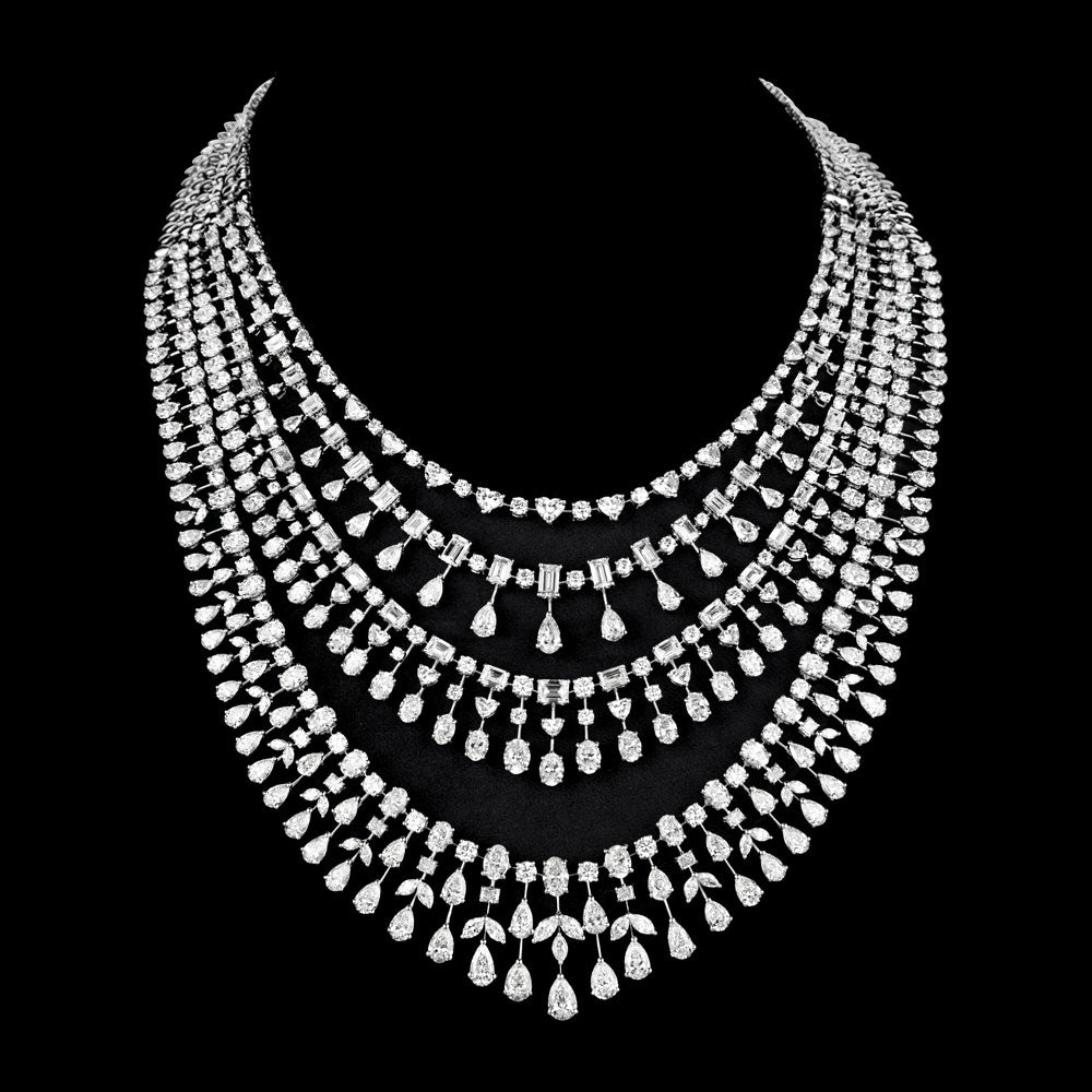 18K White Gold Diamond Necklace - 106.713ct VVS-VS-HI