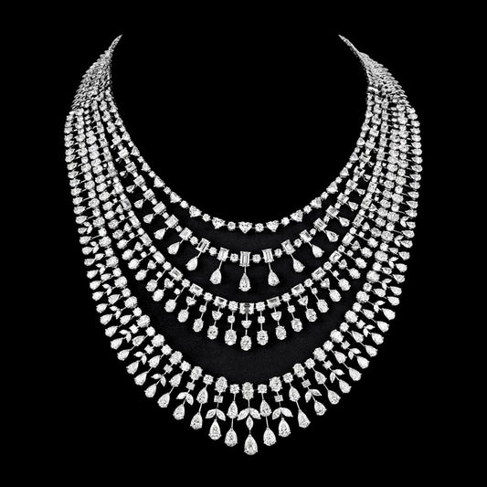 18K White Gold Diamond Necklace - 106.713ct VVS-VS-HI