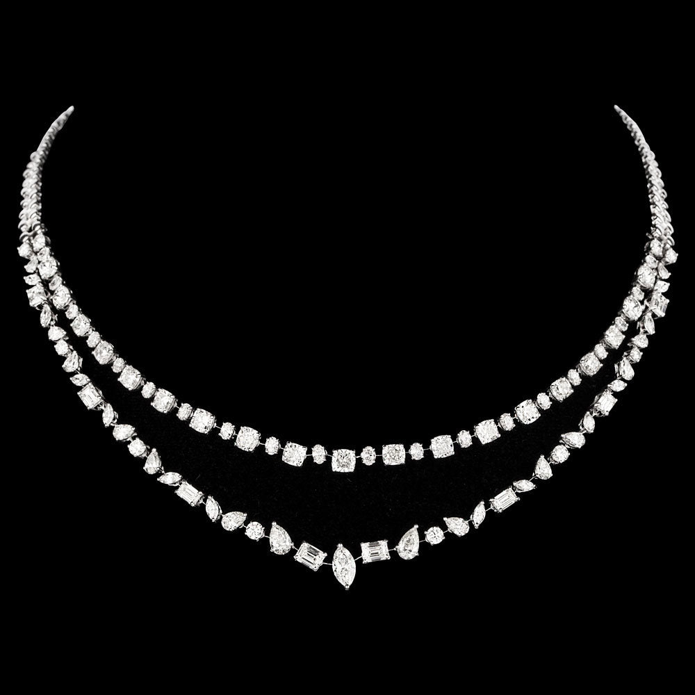 18K White Gold Diamond Necklace - 18.752ct VS-SI-GH