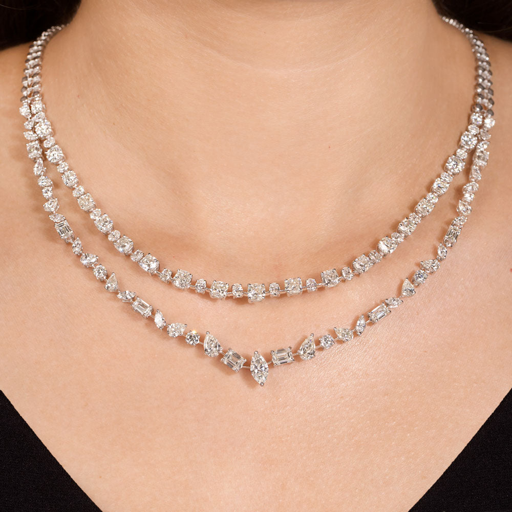 18K White Gold Diamond Necklace - 18.752ct VS-SI-GH