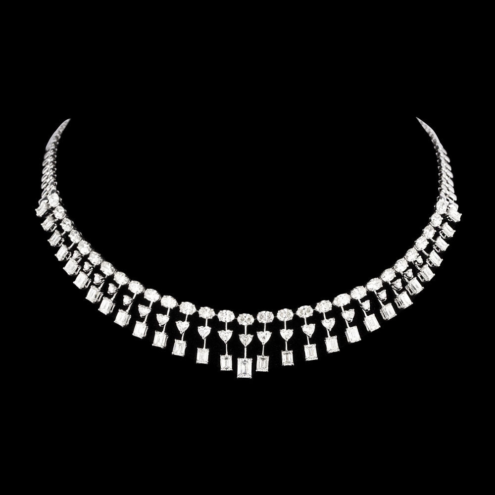 18K White Gold Diamond Necklace - 22.221ct VVS-VS-GH