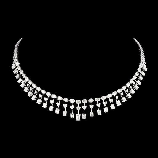 18K White Gold Diamond Necklace - 22.221ct VVS-VS-GH