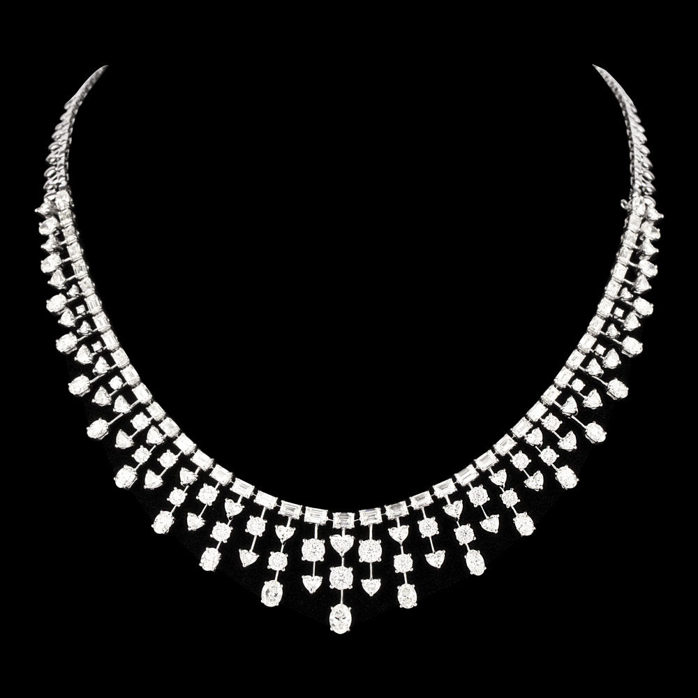 18K White Gold Diamond Necklace - 29.054ct VVS-VS-GH