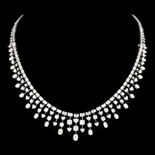 18K White Gold Diamond Necklace - 29.054ct VVS-VS-GH