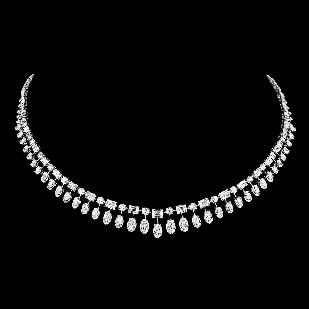 18K White Gold Diamond Necklace - 13.806ct VVS-VS-GH