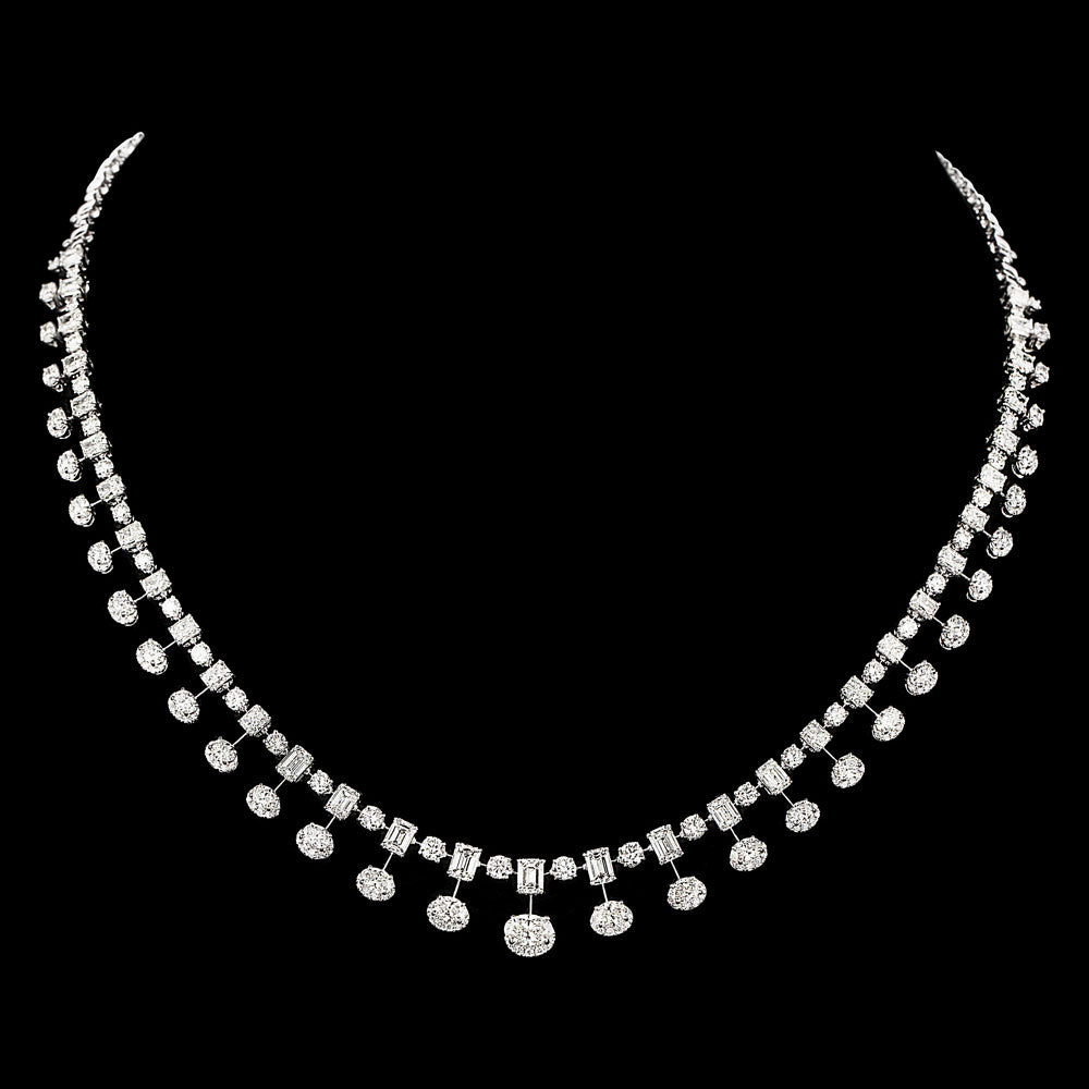 18K White Gold Diamond Necklace - 17.778ct VVS-VS-GH