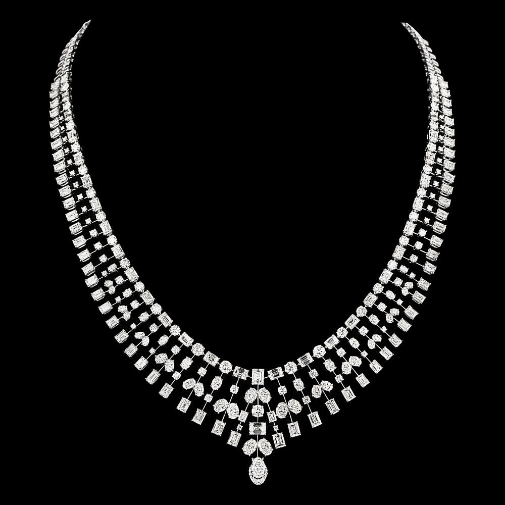 18K White Gold Diamond Necklace - 51.251ct VVS-VS-GH