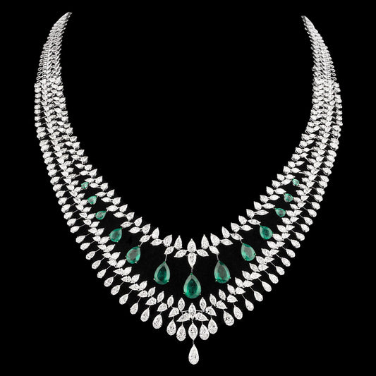 18K White Gold Diamond Necklace - 77.27ct VVS-VS-IJ