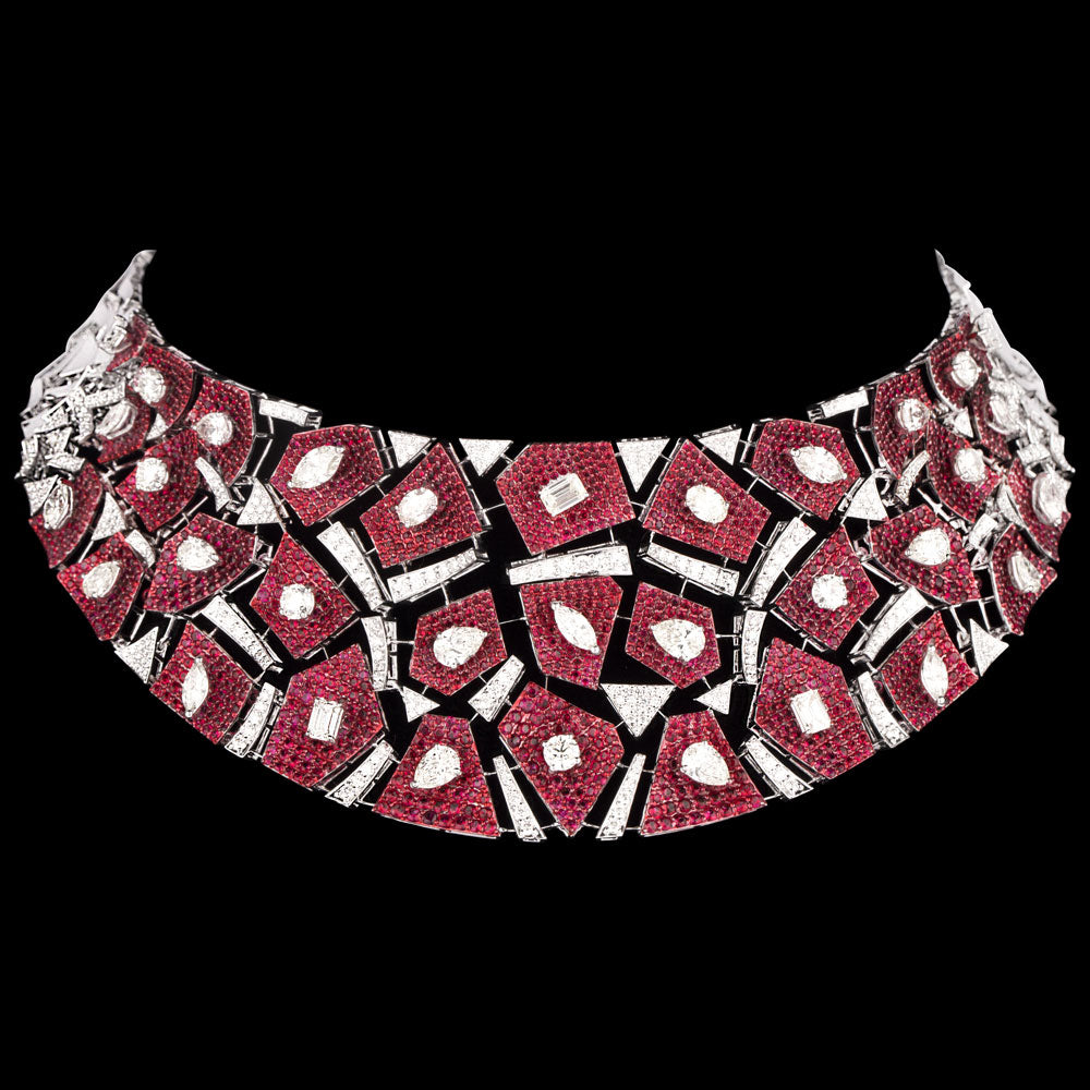 18K White Gold Diamond Necklace - 21.378ct VVS-VS-JK with Colour Stones