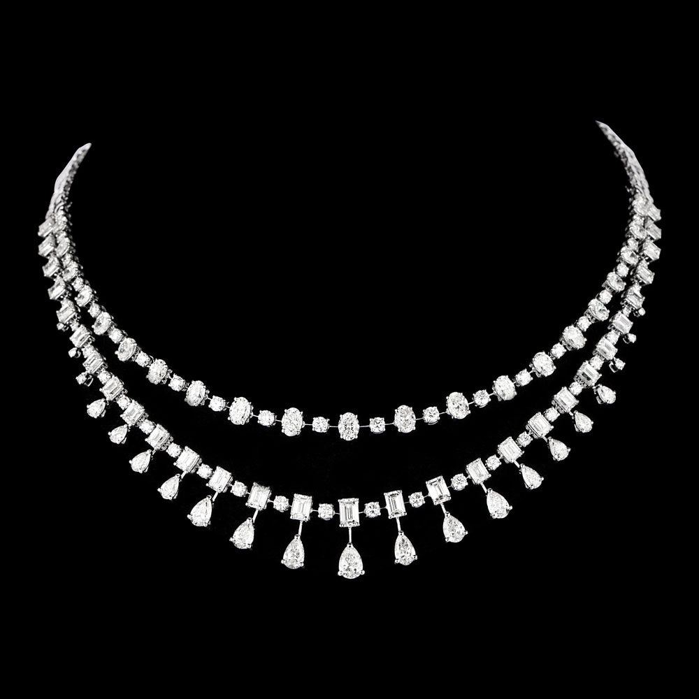 18K White Gold Diamond Necklace - 27.257ct VVS-VS-HI