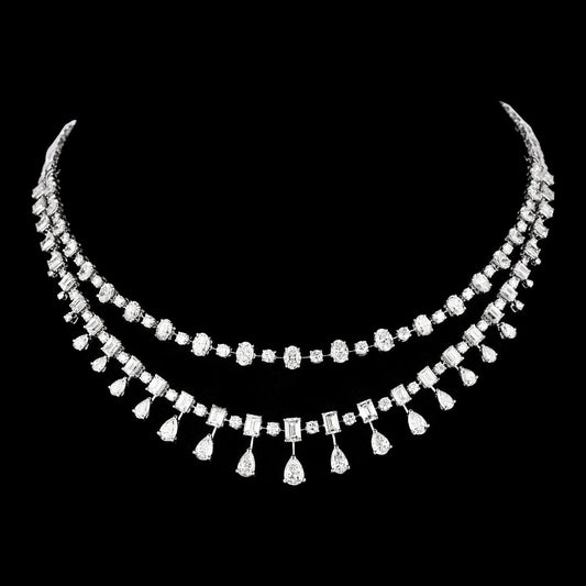 18K White Gold Diamond Necklace - 27.257ct VVS-VS-HI